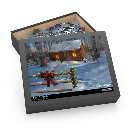 DEER & CABIN Holiday Puzzle (252 & 500-Piece)