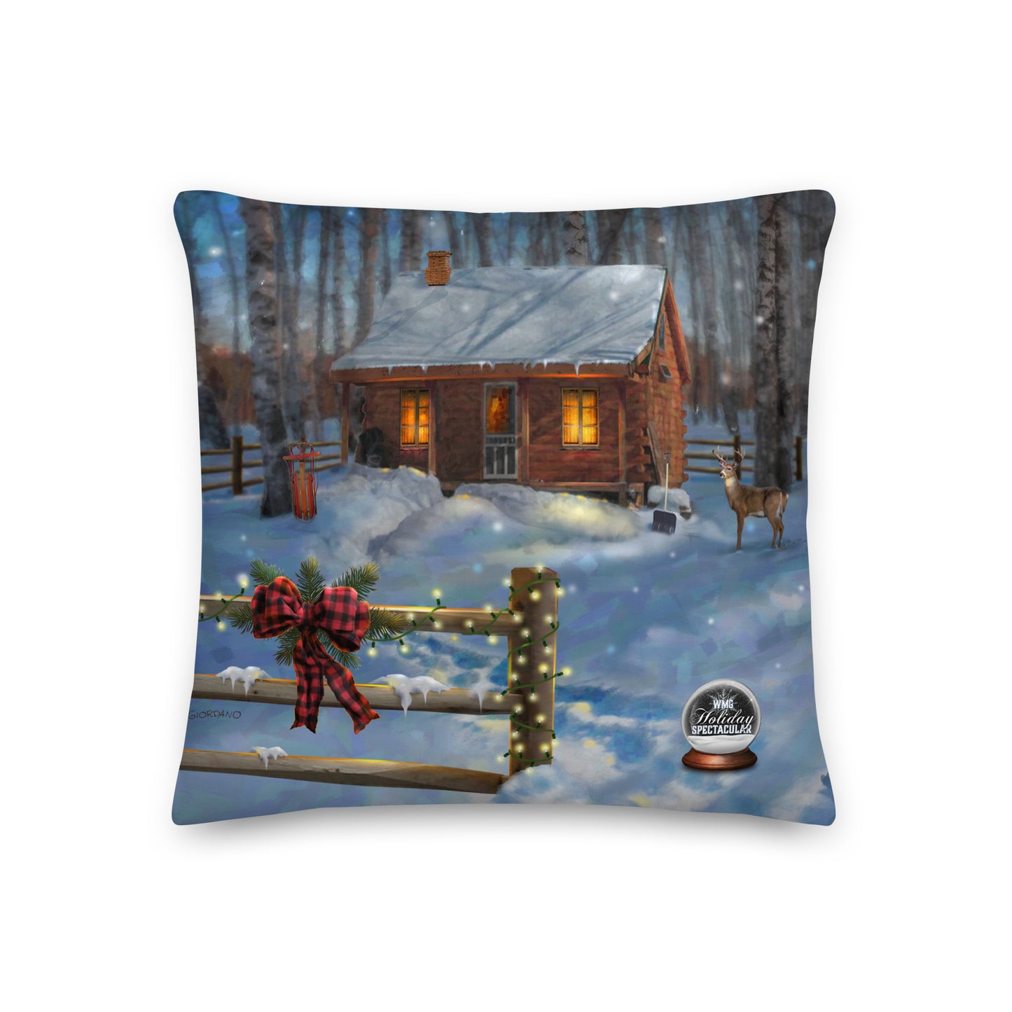 DEER & CABIN Premium Holiday PILLOW