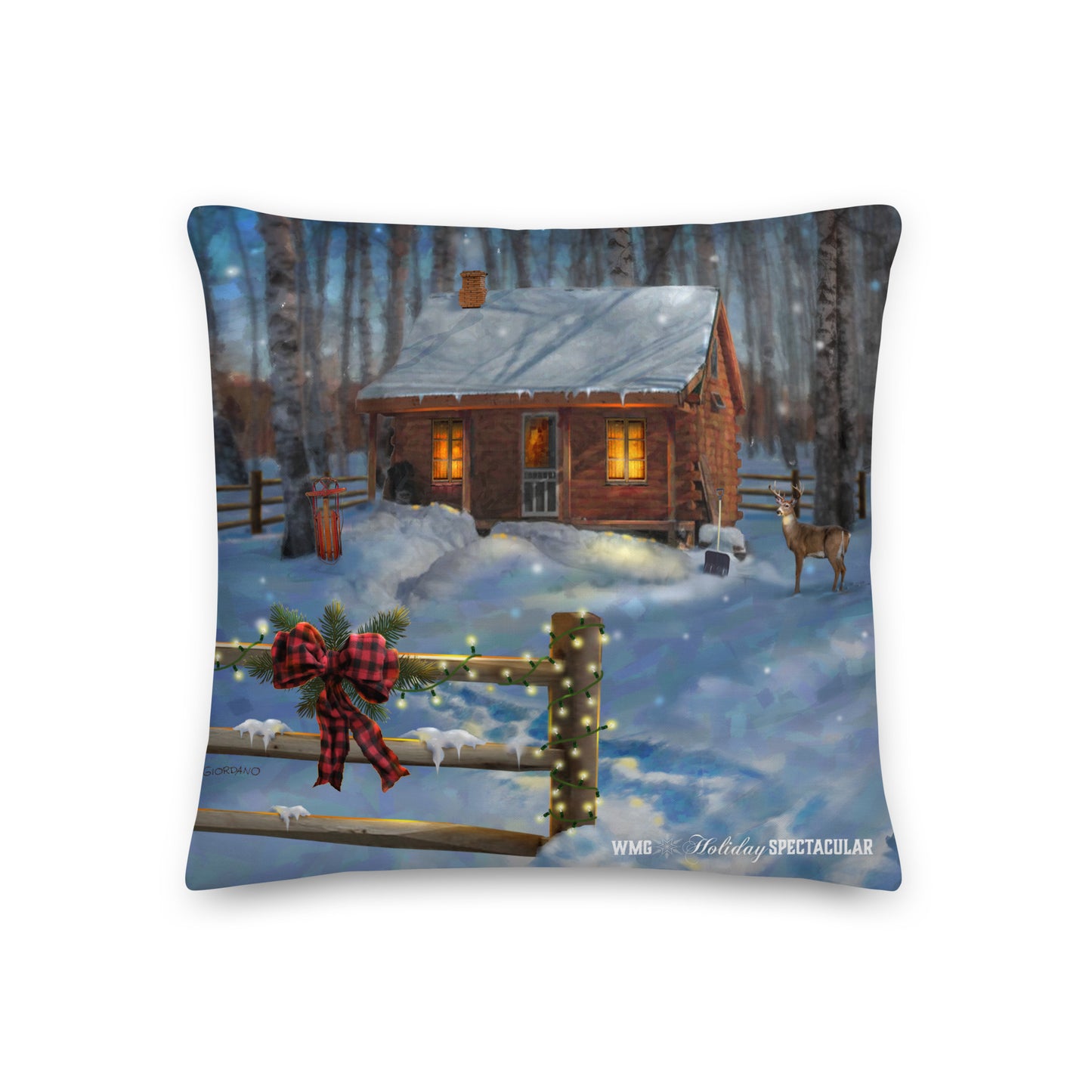 DEER & CABIN Premium Holiday PILLOW