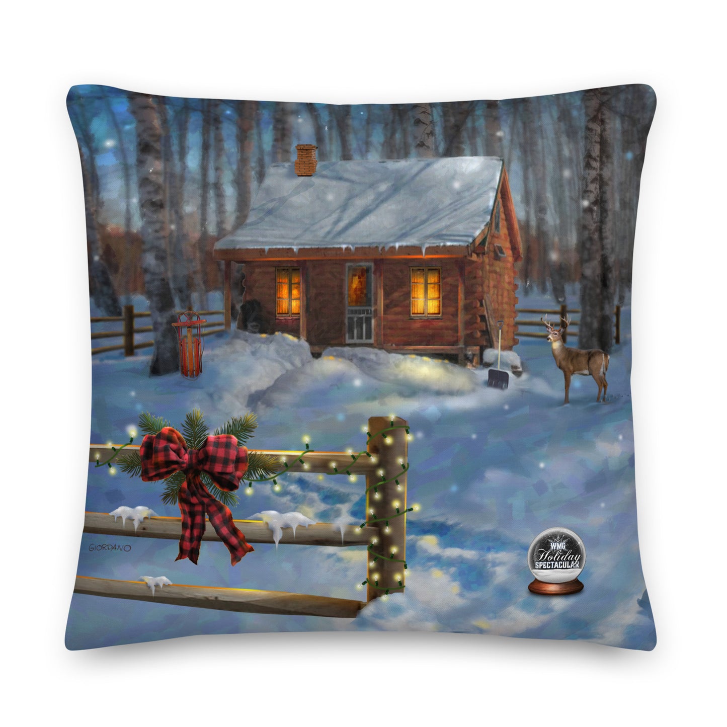 DEER & CABIN Premium Holiday PILLOW
