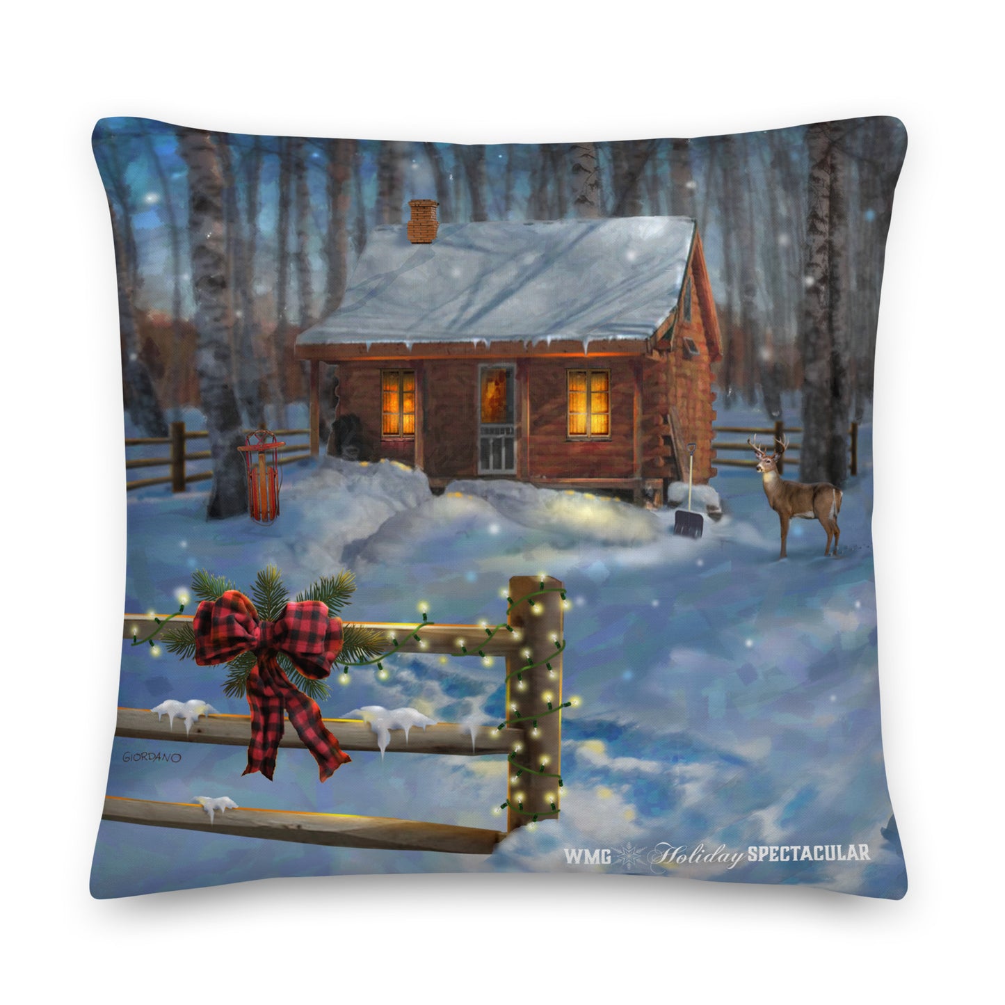 DEER & CABIN Premium Holiday PILLOW