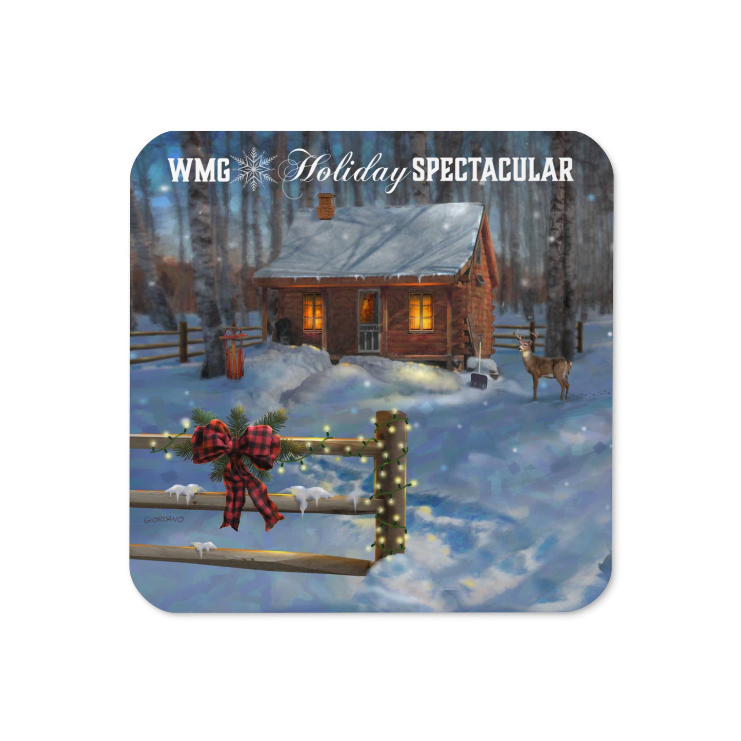 DEER & CABIN Holiday COASTER