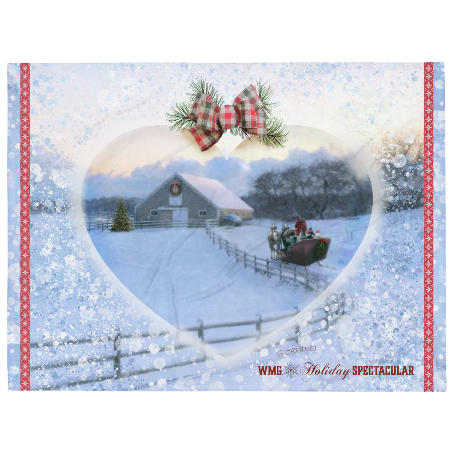 HEART & SLEIGH Holiday Throw BLANKET