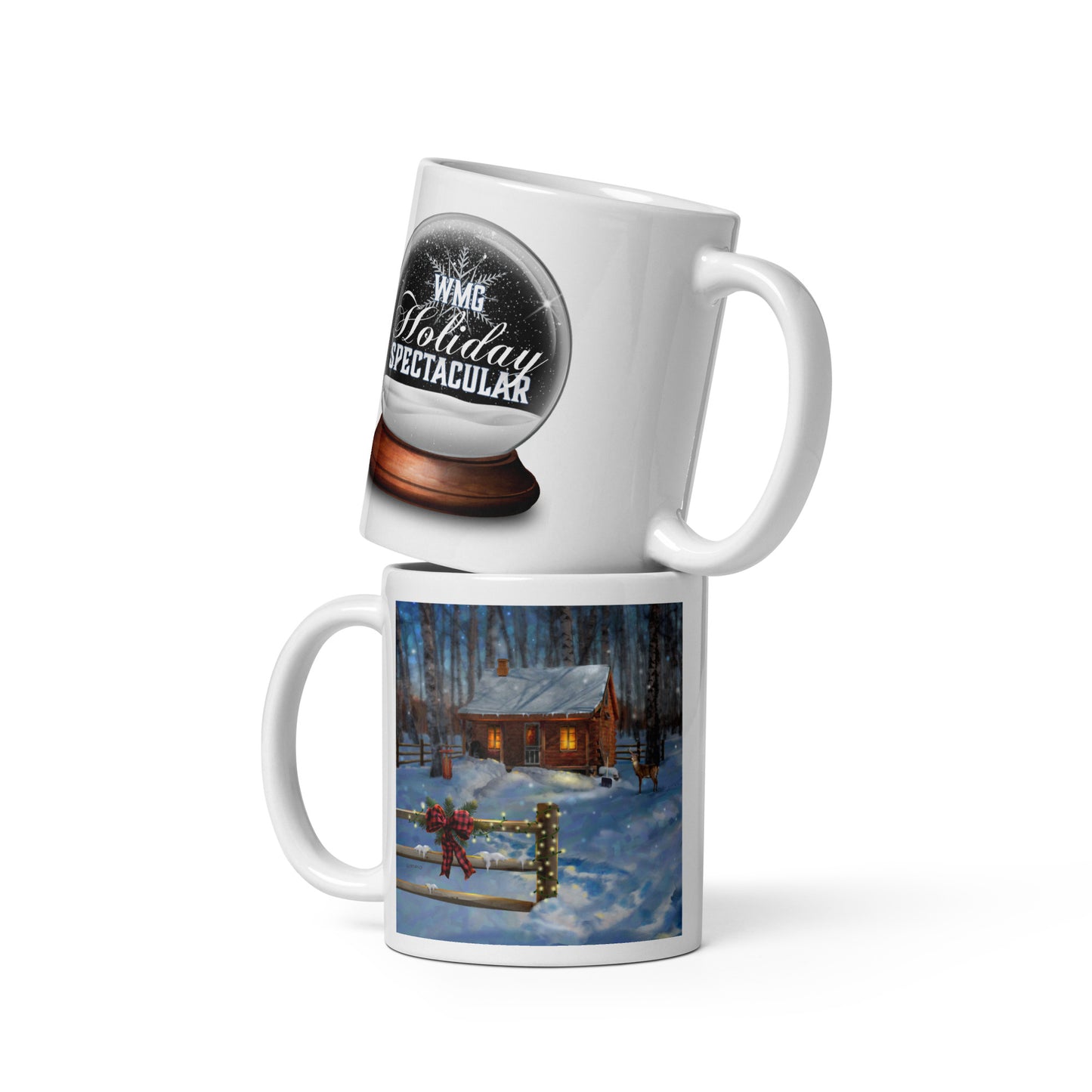 DEER & CABIN White Glossy Holiday MUG (11 oz. & 15 oz.)