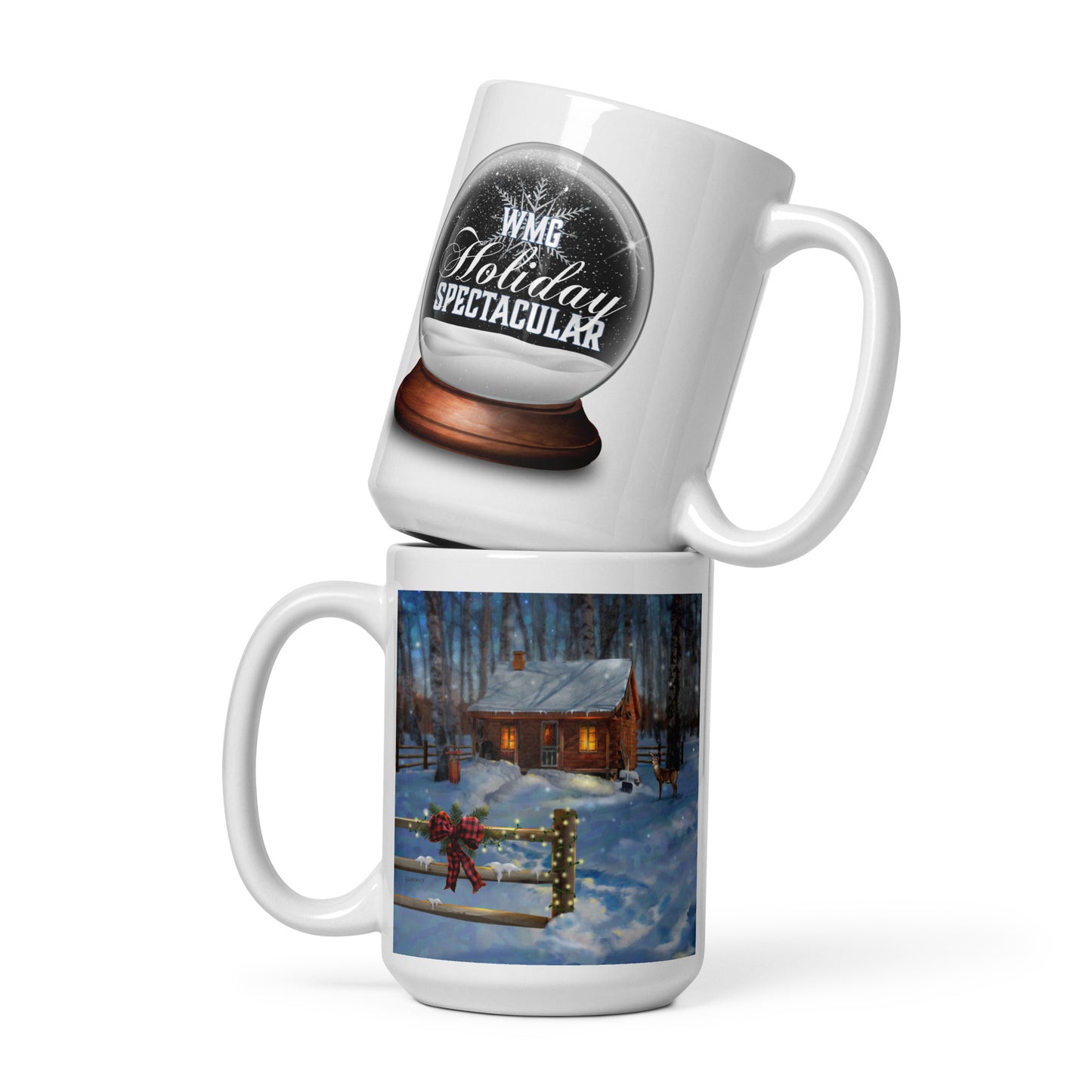 DEER & CABIN White Glossy Holiday MUG (11 oz. & 15 oz.)