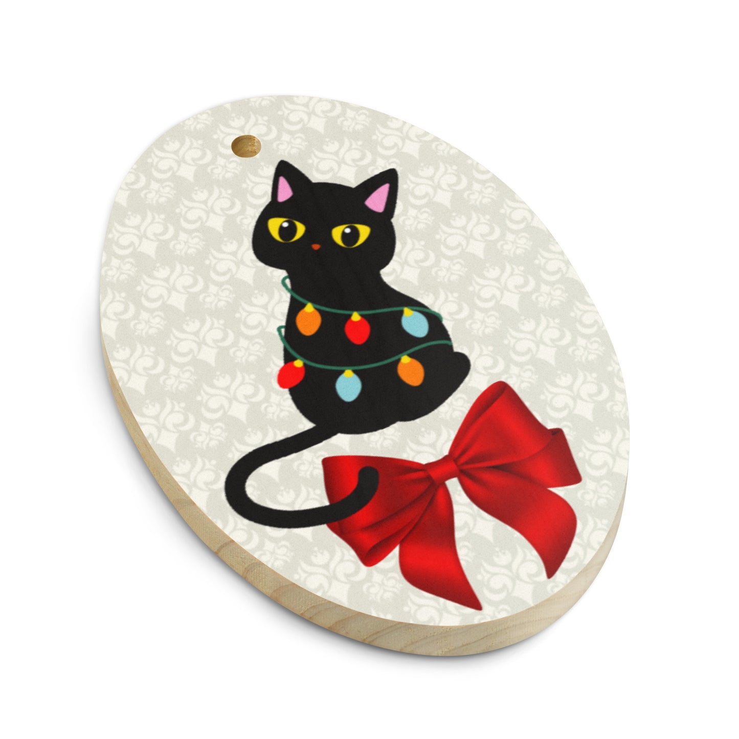 Christmas Lights Kitty Wooden ornaments